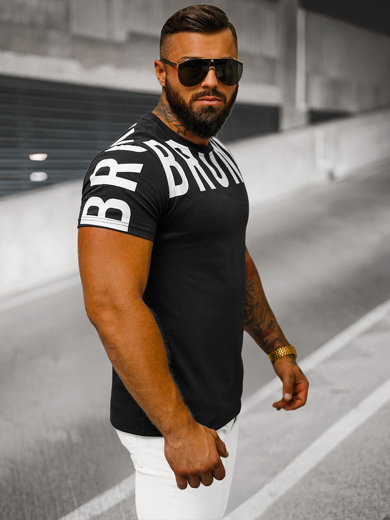 Camiseta de hombre negra OZONEE O/8T1265/3