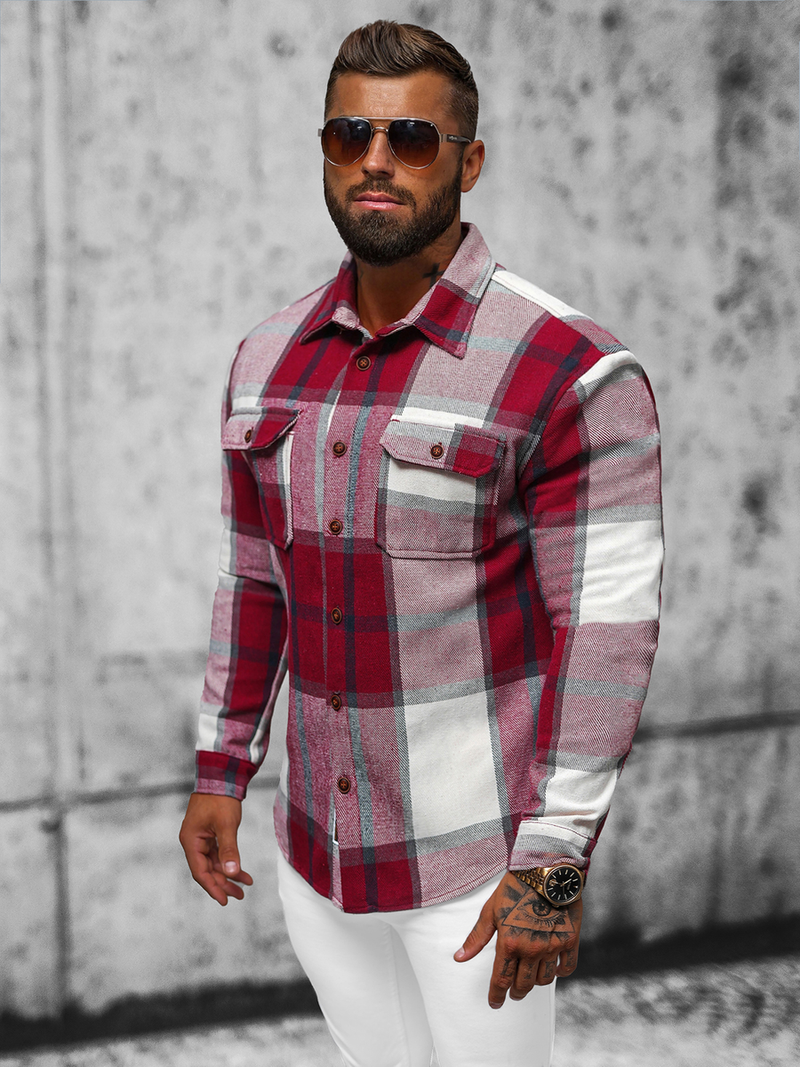 Camisa de hombre burdeos OZONEE NB/MC727R