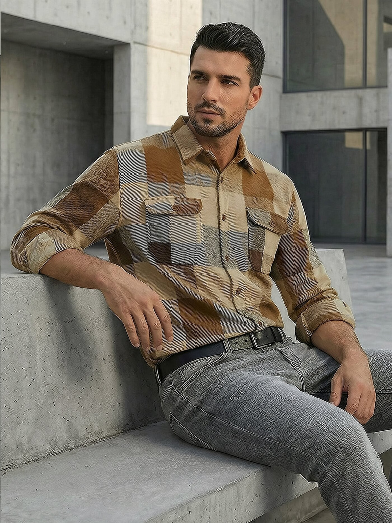 Camisa de hombre camel OZONEE NB/MC728KZ