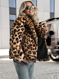 Chaqueta de mujer beige-marrón OZONEE JS/61M8500/158