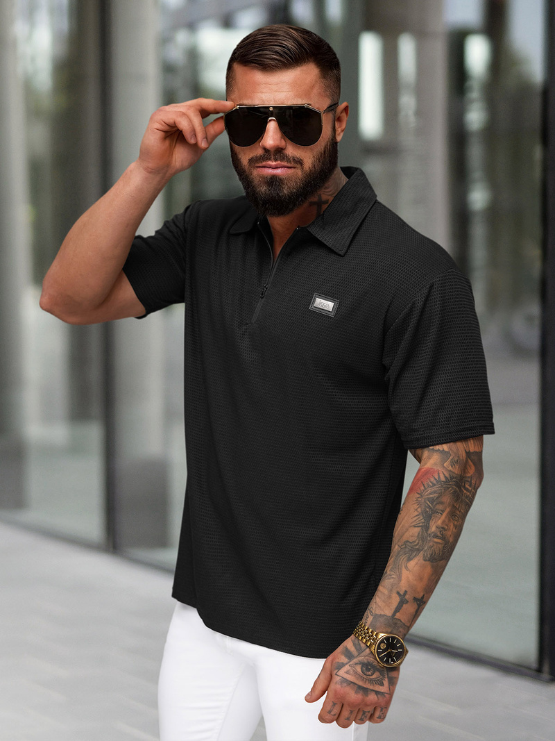 Polo de hombre negro OZONEE O/YN2/593