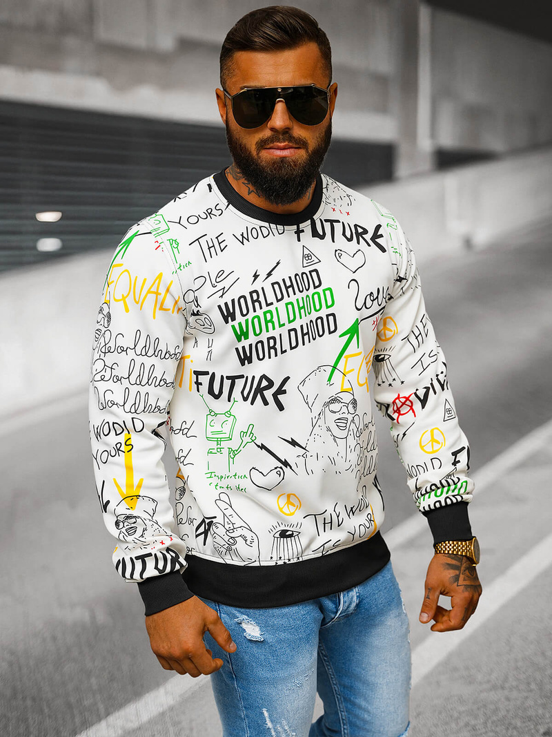 Sudadera de hombre blanca OZONEE JS/8B1228/1