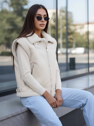 Chaleco de cuero para mujer color beige OZONEE JS/61M8503/280Z