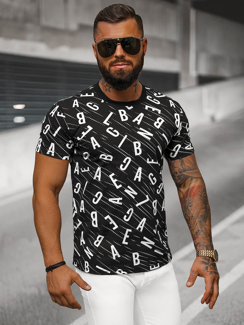 Camiseta de hombre negra OZONEE JS/8T1196/3