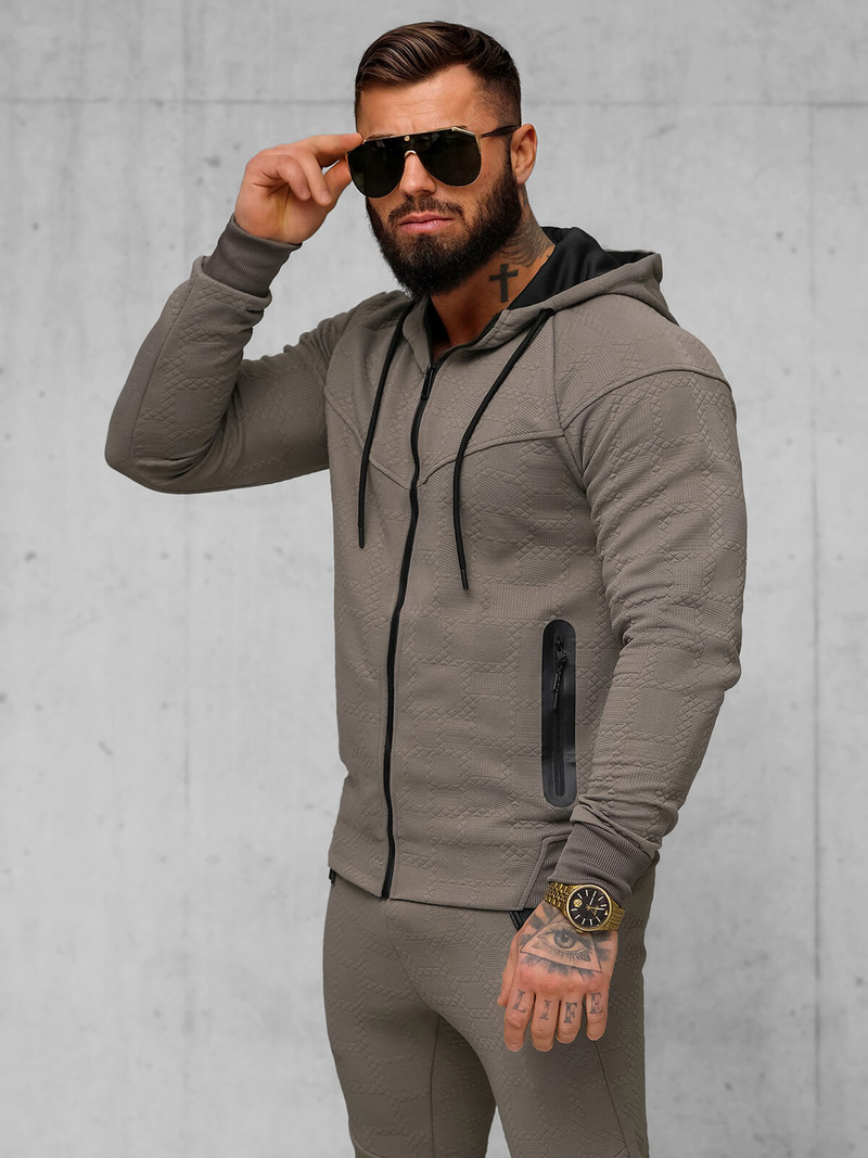 Chándal de hombre beige-gris OZONEE O/FF3705AB