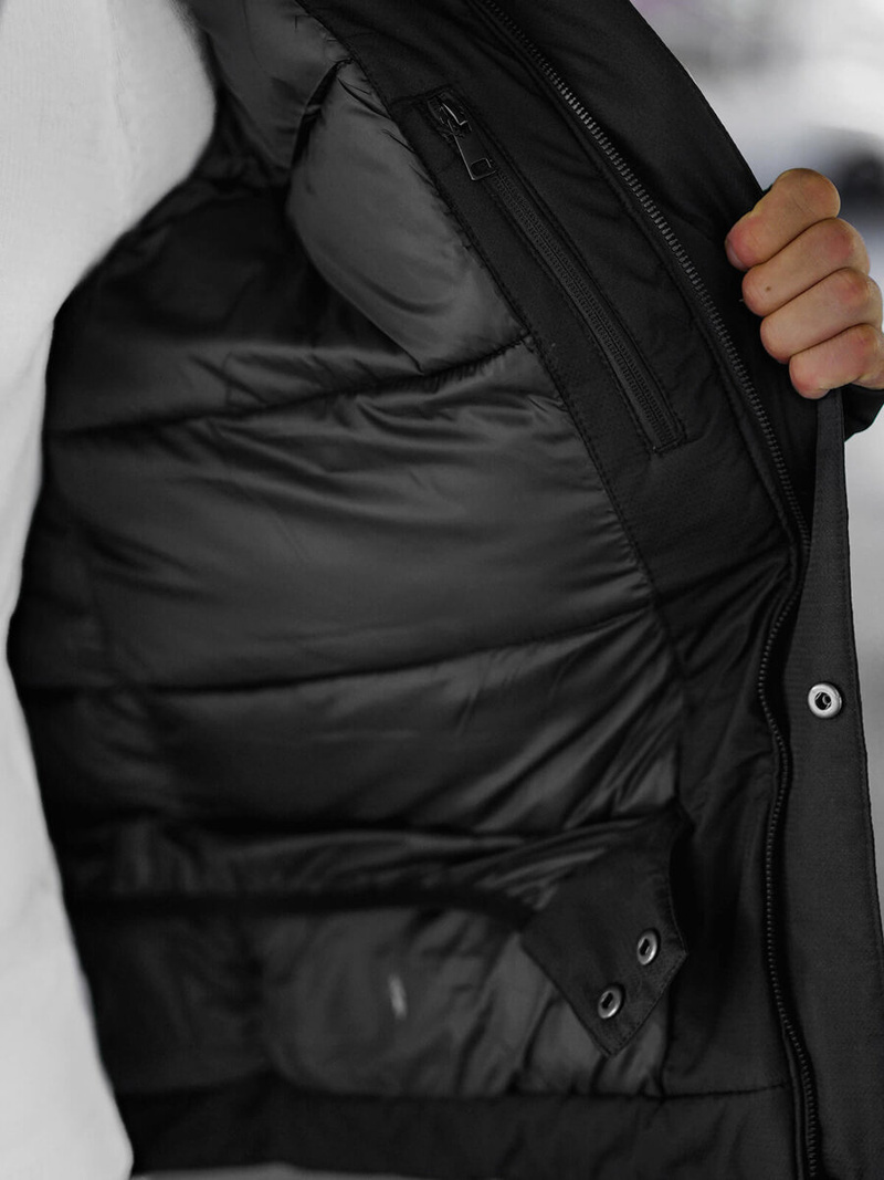 Chaqueta de hombre negro-gris OZONEE JS/91M9903/92