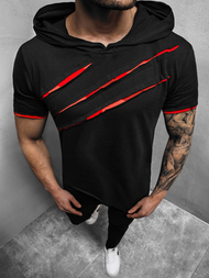 Camiseta de hombre negro-roja OZONEE A/1185Z