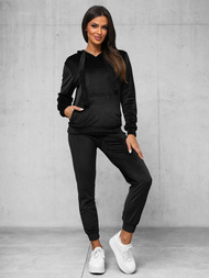 Chándal velour de mujer de negro OZONEE JS/35C1612/3