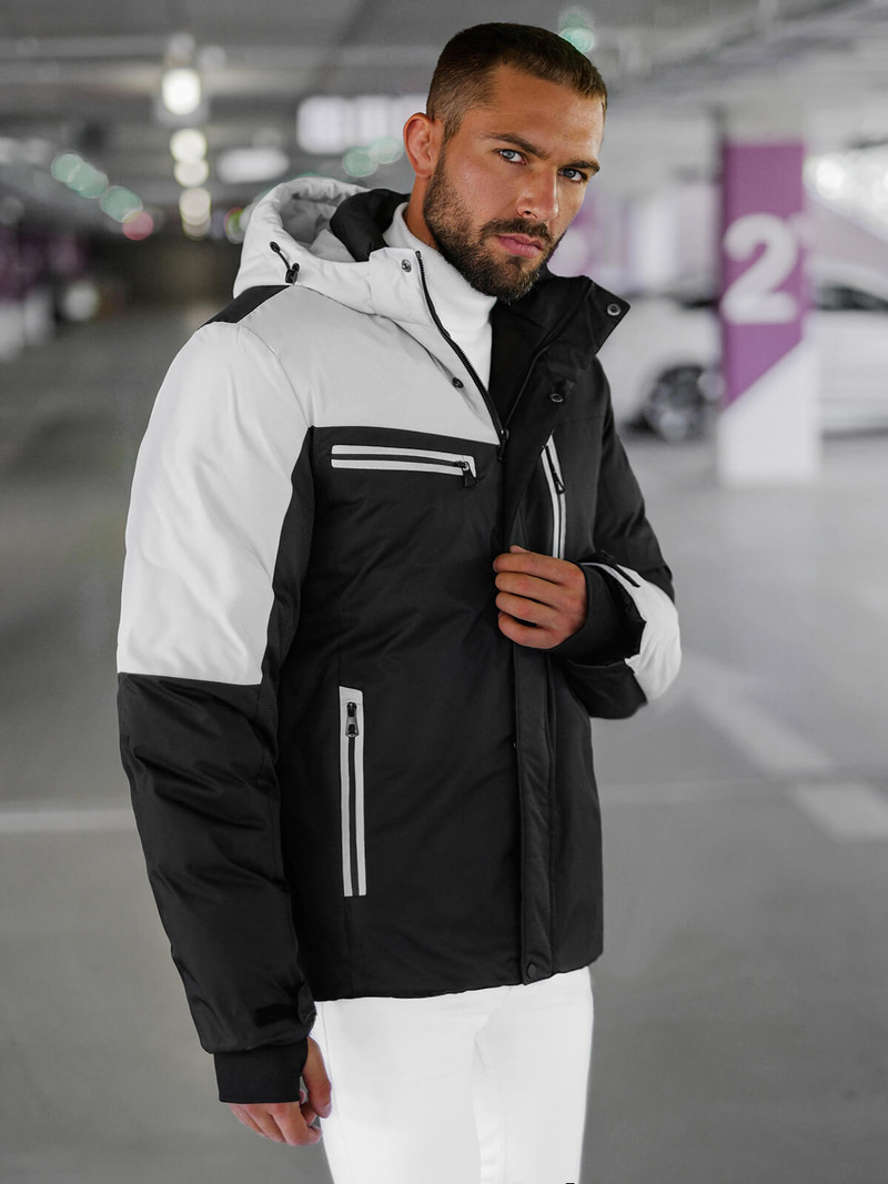 Chaqueta de hombre negro-gris OZONEE JS/91M9903/92