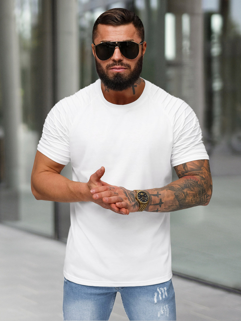 Camiseta de hombre blanco OZONEE JS/8T88/1Z