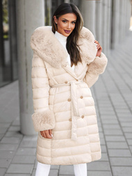 Abrigo de mujer beige OZONEE JS/5M3160/254Z