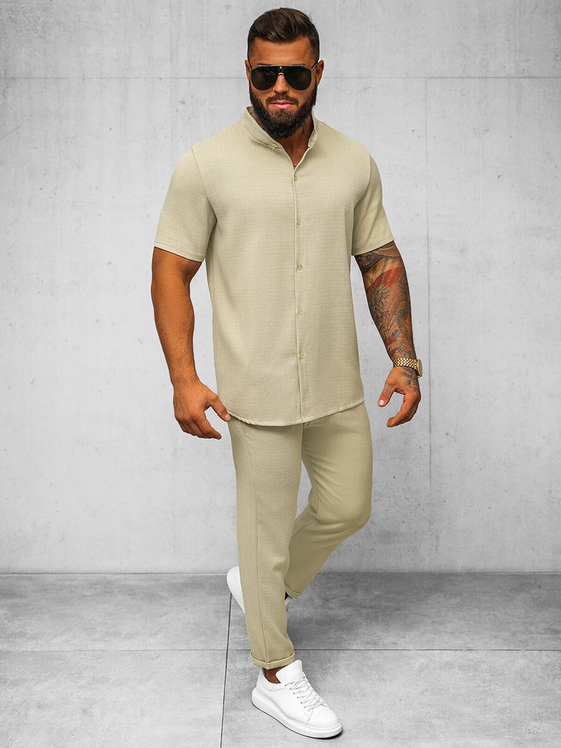 Pantalón chino de hombre beige OZONEE O/K971SP