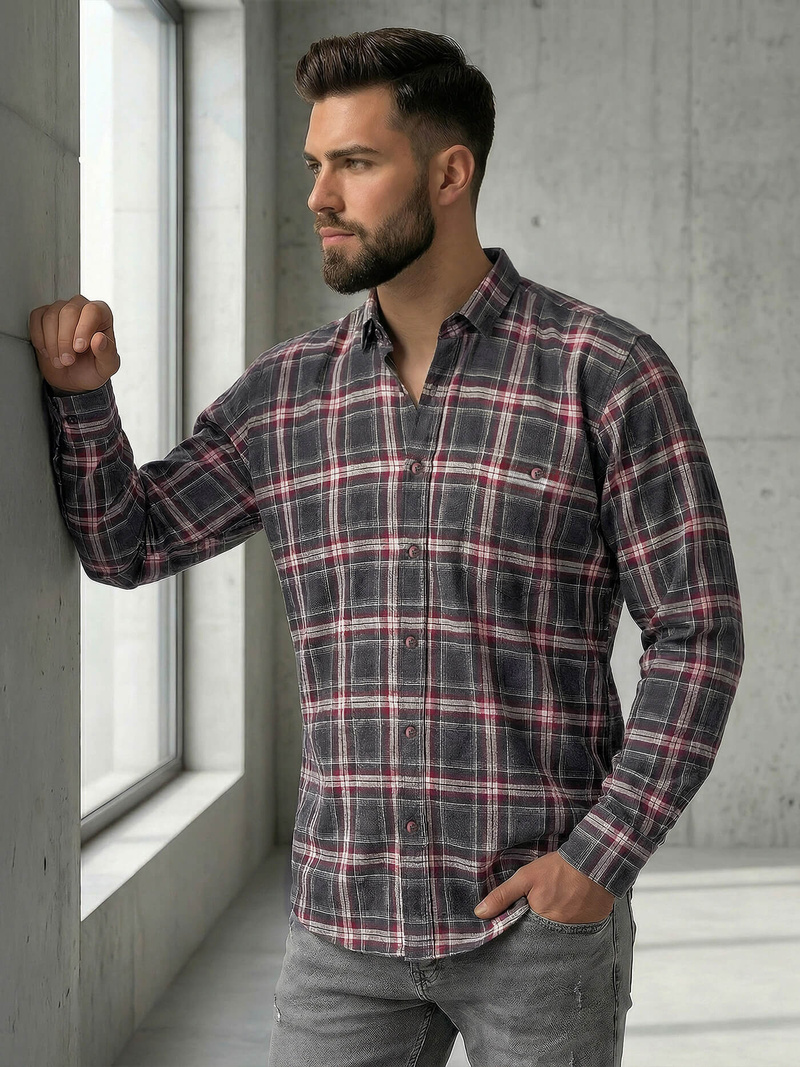 Camisa de hombre burdeos OZONEE V/V178Z
