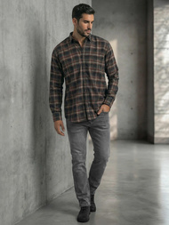 Camisa de hombre azul marino OZONEE V/V177Z