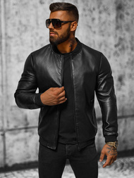 Chaqueta de cuero de hombre negra OZONEE JS/11Z8107