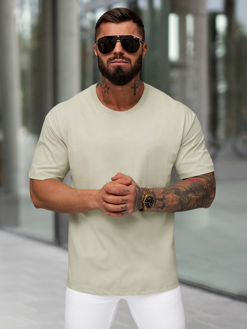 Camiseta de hombre beige OZONEE JS/67T1298/2