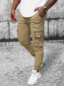 Pantalón chino jogger de hombre beige OZONEE NB/MP0201K