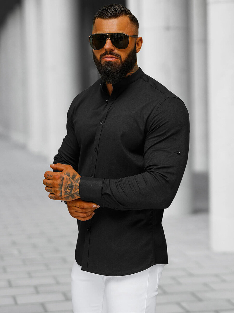 Camisa de hombre negra OZONEE O/V121