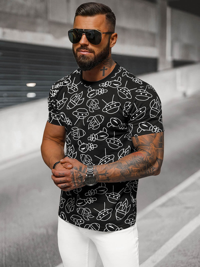 Camiseta de hombre negra OZONEE JS/8T1197/3