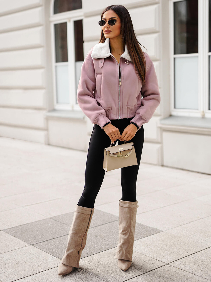 Chaqueta de mujer rosa en polvo OZONEE O/81326