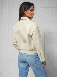 Chaqueta de cuero para mujer beige OZONEE O/G116