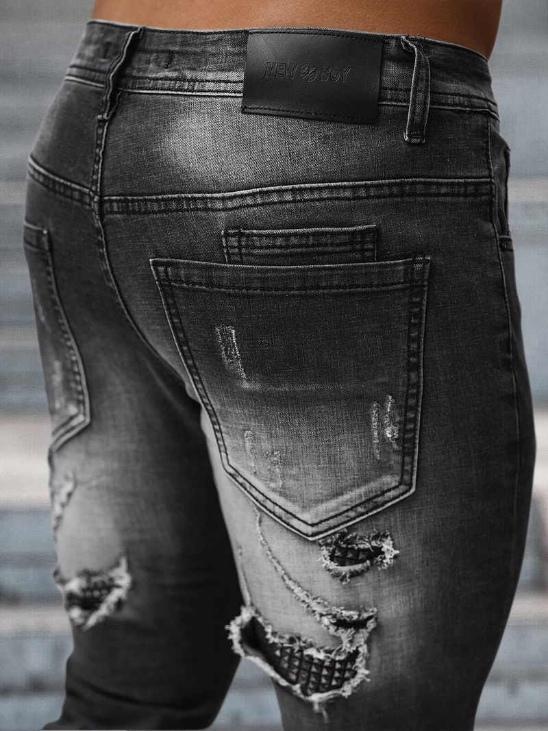 Vaqueros de hombre negras OZONEE NB/MP0152N