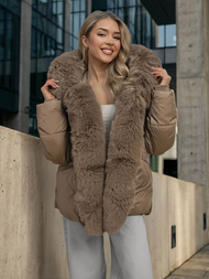 Chaqueta de mujer beige oscuro OZONEE O/16M9179/84Z