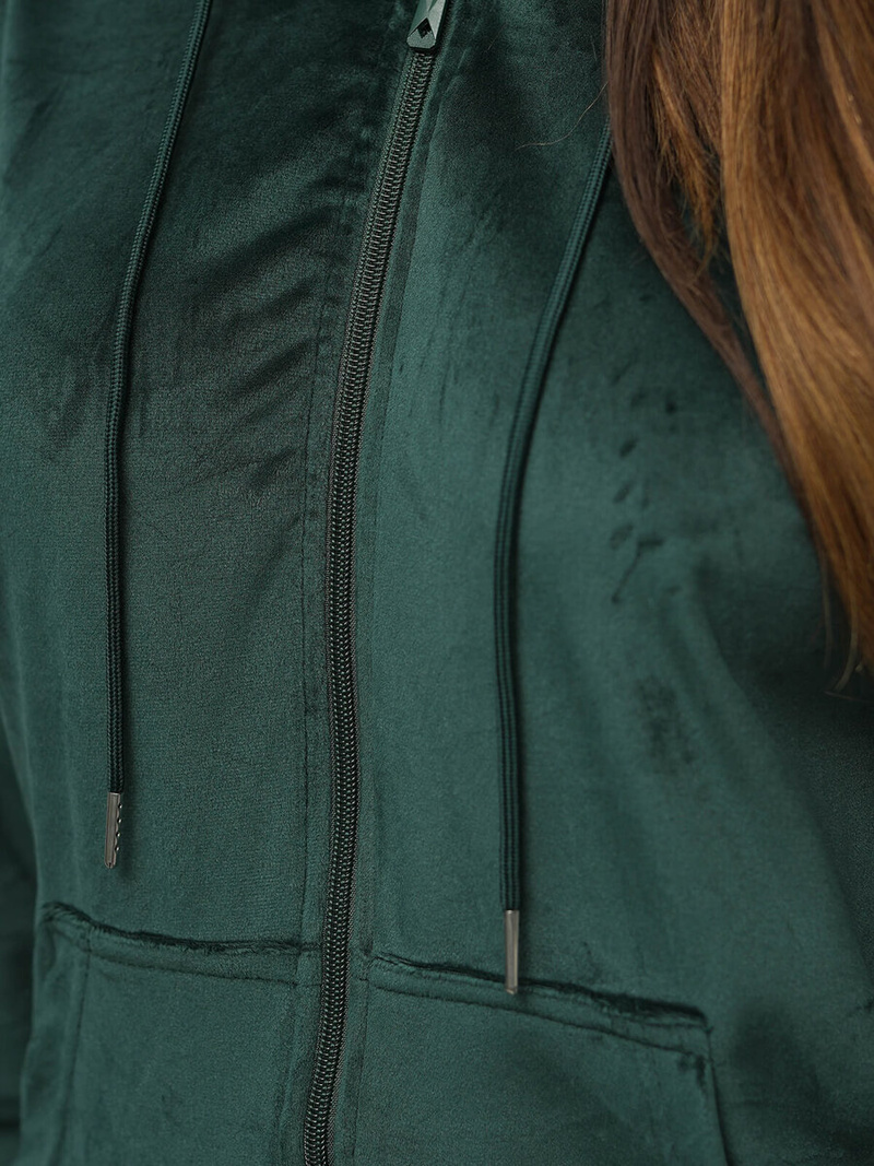 Chándal velour de mujer de verde-oscura OZONEE JS/8C1176/9Z