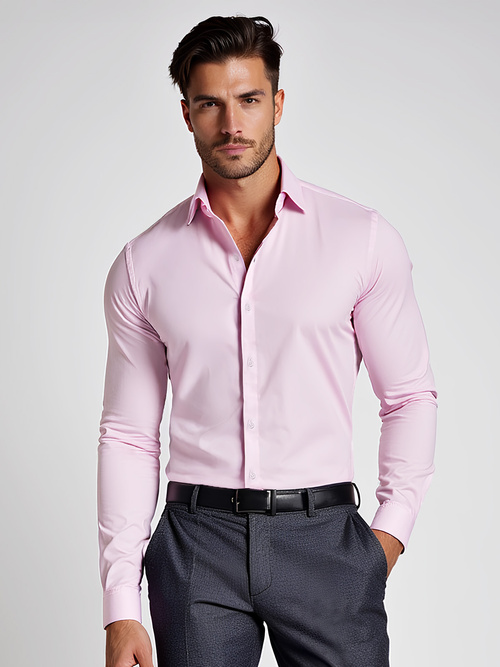 Camisa de hombre rosa claro OZONEE O/V142