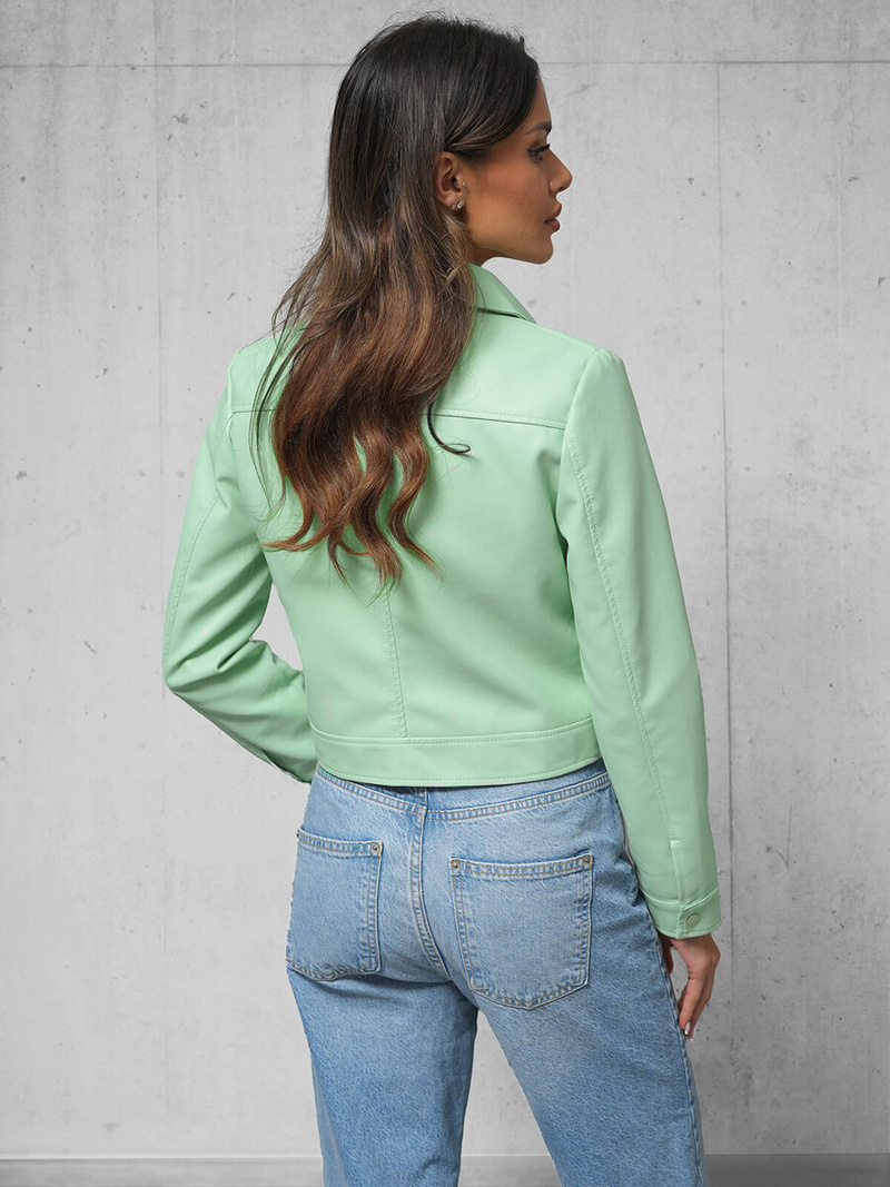 Chaqueta de cuero para mujer menta OZONEE O/G117