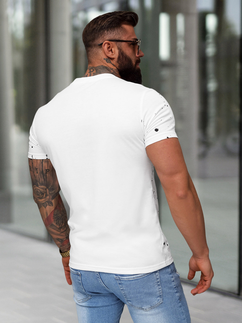 Camiseta de hombre blanco OZONEE JS/8B1388/1