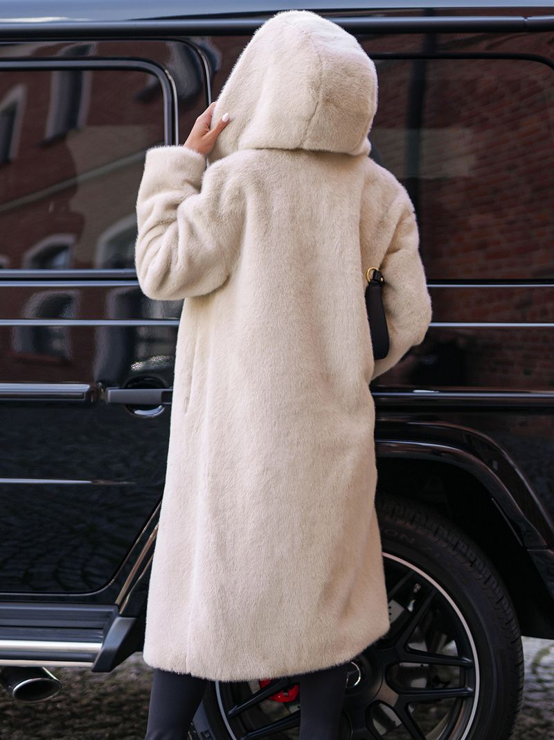 Chaqueta de invierno de piel para mujer beige OZONEE JS/11Z8250