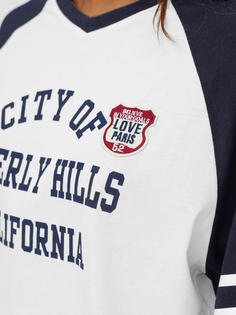 Camiseta de mujer blanco-azul marino OZONEE JS/R62493