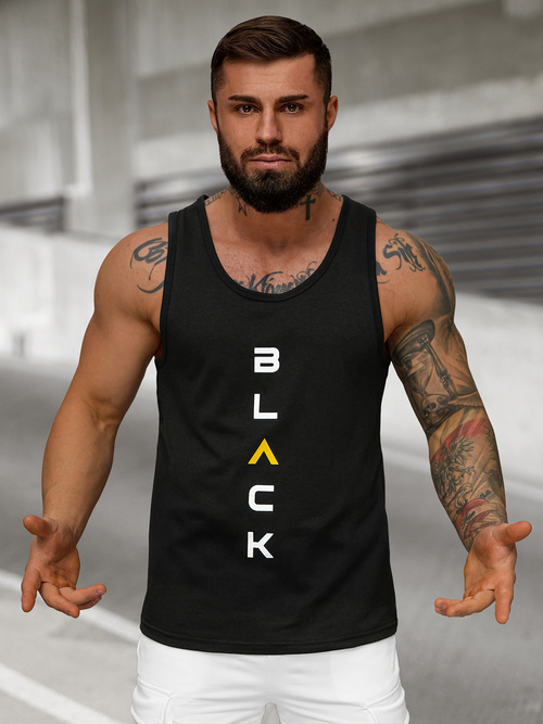 Camiseta sin mangas de hombre negra OZONEE JS/8B1705/3Z