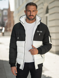 Chaqueta de invierno de hombre negro-blanca OZONEE JS/31M5083/281
