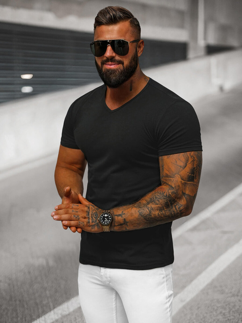 Camiseta de hombre negra OZONEE JS/712007Z