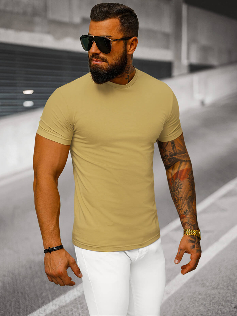 Camiseta de hombre beige OZONEE NB/MT3001