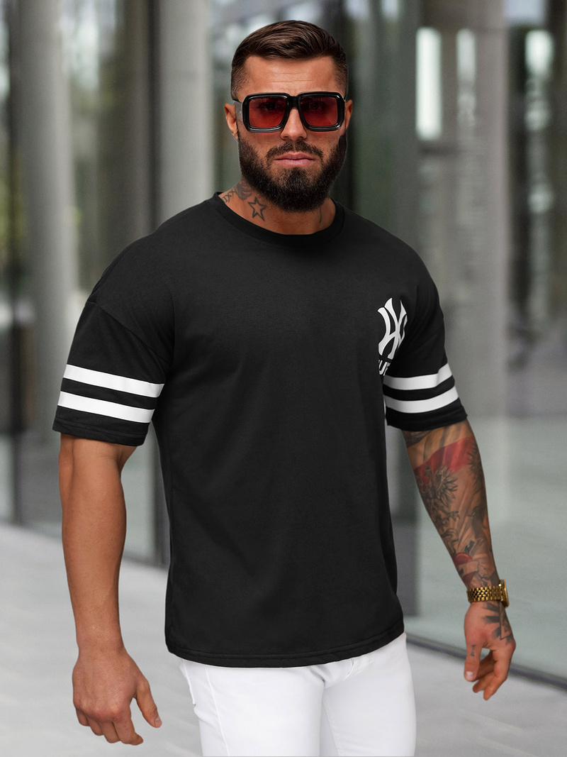 Camiseta de hombre negra OZONEE JS/8B1372/3