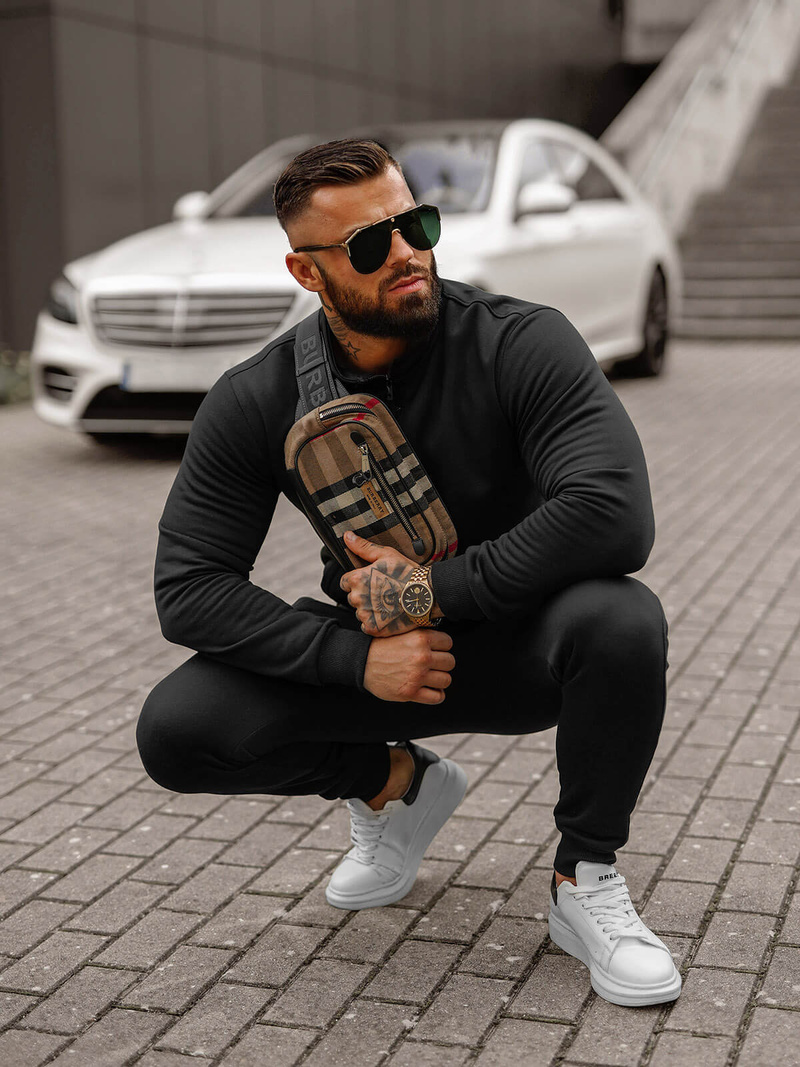 Chándal de hombre negro OZONEE JS/68C10385/3Z