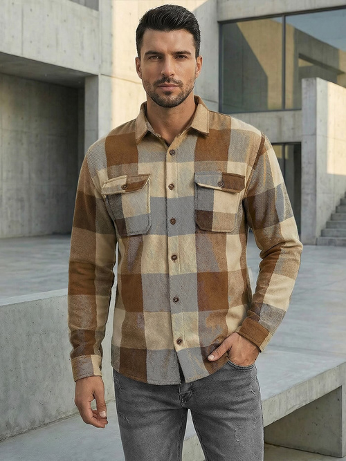 Camisa de hombre camel OZONEE NB/MC728KZ