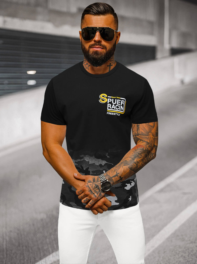 Camiseta de hombre gris OZONEE JS/S985/2Z