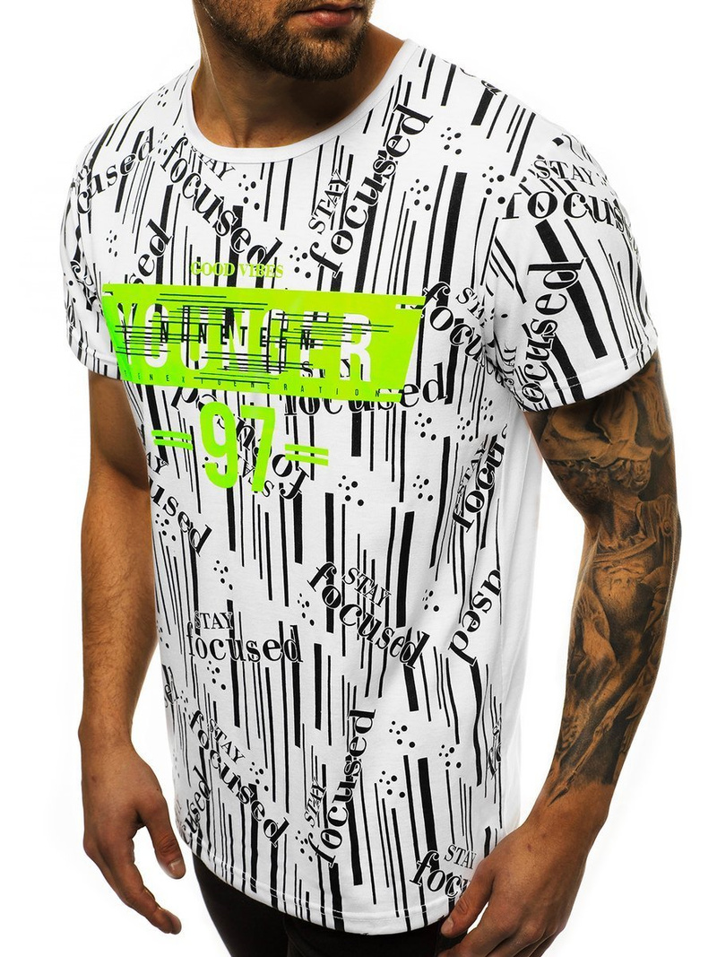 Camiseta de hombre blanco OZONEE JS/KS1993