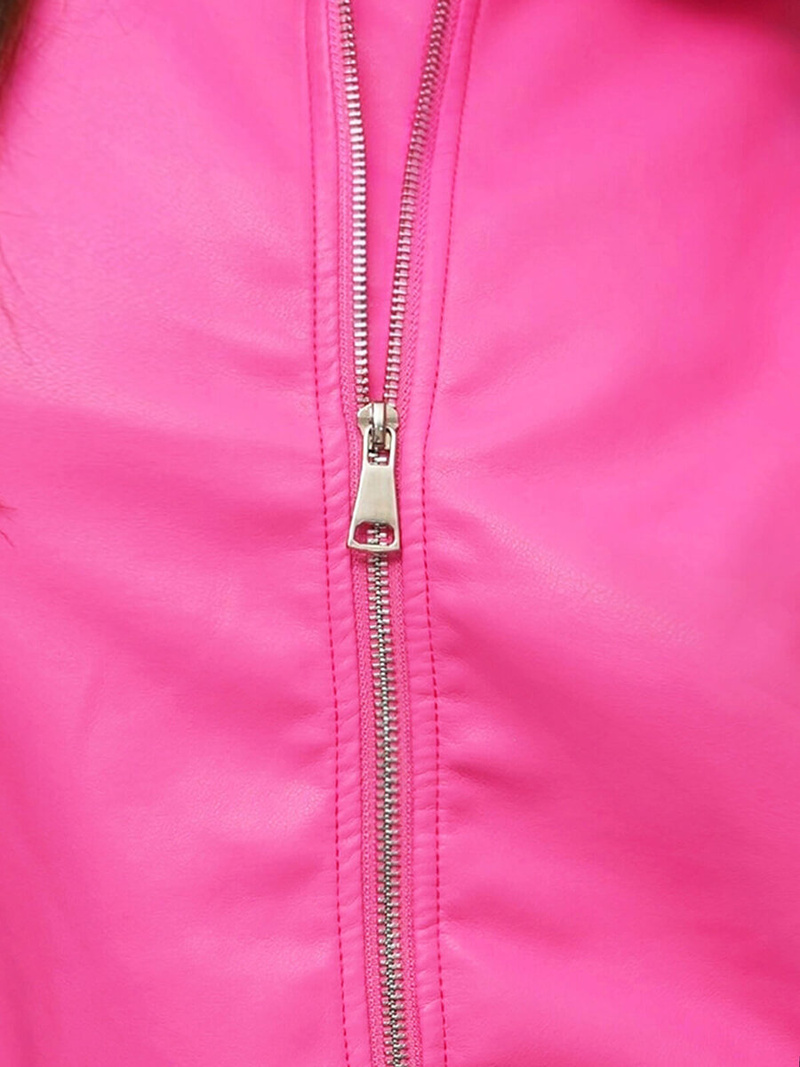 Chaqueta de cuero para mujer rosa OZONEE O/G116Z