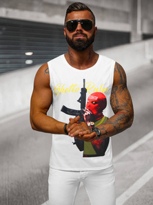 Camiseta sin mangas de hombre blanca OZONEE O/T107/1