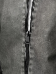 Chaqueta de cuero de hombre grafito OZONEE JS/11Z8107