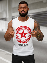 Camiseta sin mangas de hombre blanca OZONEE JS/8B1721/1Z