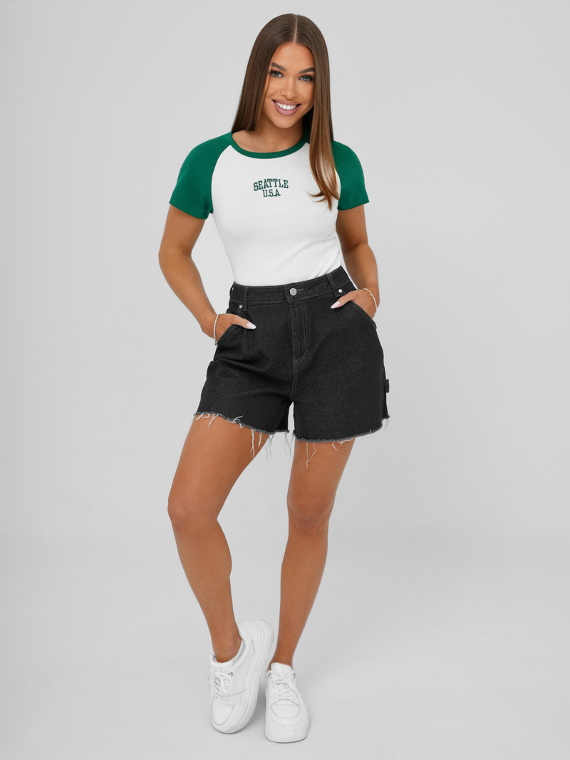 Camiseta de mujer blanco-verde OZONEE JS/R61627