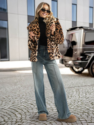 Chaqueta de mujer beige-marrón OZONEE JS/61M8500/158