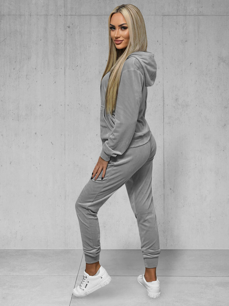 Chándal velour de mujer de gris OZONEE JS/8C1176/2
