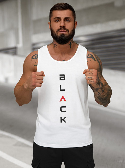 Camiseta sin mangas de hombre blanca OZONEE JS/8B1705/1Z